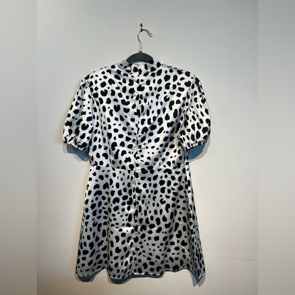 Nasty Gal NWT Cow Print Satin Short Dress w/mock turtle neck - Picture 3 of 4